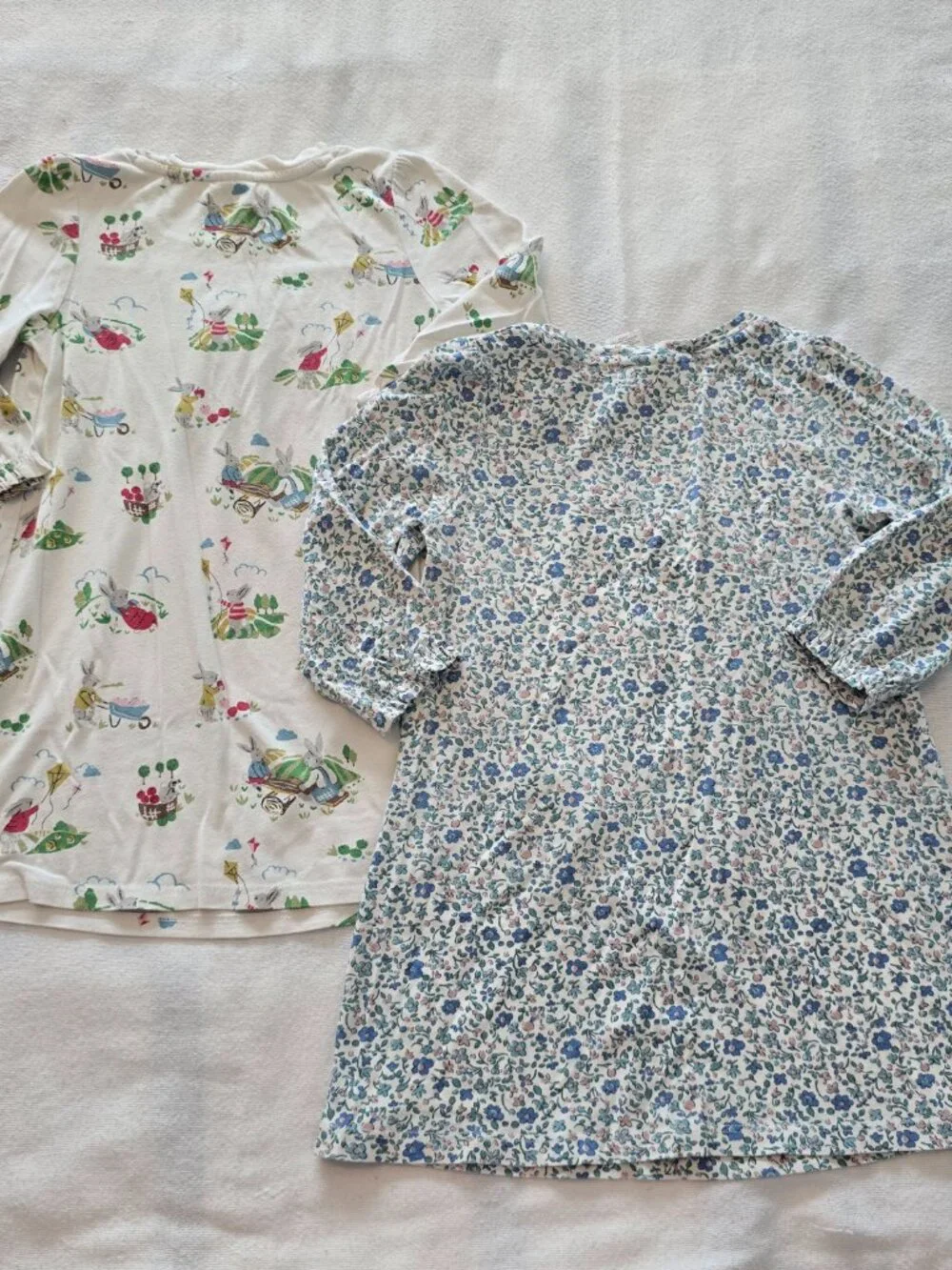 2-3Y Girls Mini Boden Long Sleeve Nightgown Bundle (Bunnies & Floral)